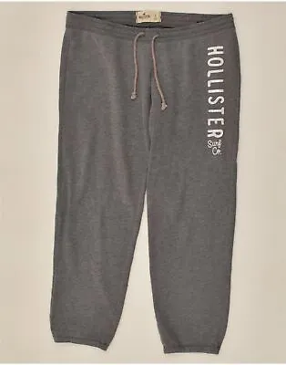 HOLLISTER Womens Graphic Tracksuit Trousers Joggers UK 16 Large Grey AU20 • £17.13