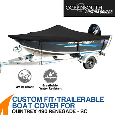 $334.99 • Buy Oceansouth Custom Fit Boat Cover For Quintrex 490 Renegade Side Console 