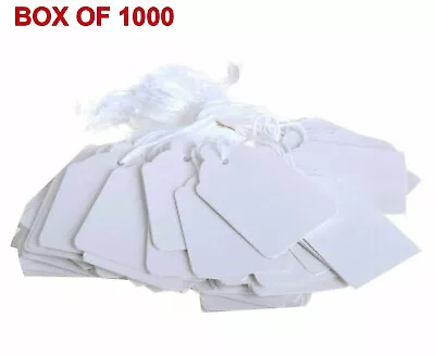 £15.23 • Buy 1000x Quality White Strung Price Ticket Tags Labels Retail Clothing Gift Tags