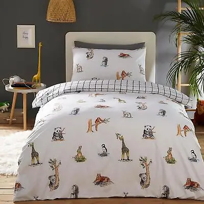 Animal Duvet Set Quilt Cover Bedding Koala Penguin Rabbit Giraffe Tiger Panda • £13.49