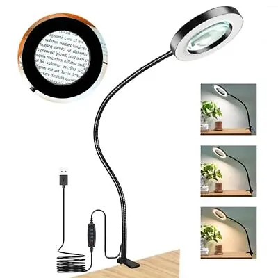 10X Magnifying Glass With Light And Clamp Stepless Dimmable Flexible Gooseneck • $28.18