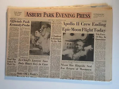 APOLLO 11 CREW ENDING MOON FLIGHT Asbury Park Evening Press NEWSPAPER 1969 • $16.99