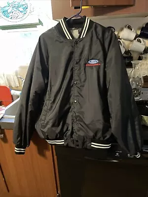 Vintage Ford Racing Satin Bomber Jacket Black XL Sportswear Snap Button • $50