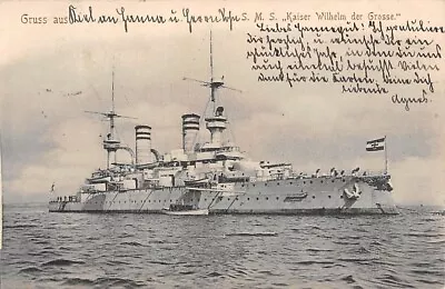 GERMANY ~ BATTLESHIP  SMS KAISER WILHELM DER GROSSE AT SEA ~ Used 1902 • $9.99