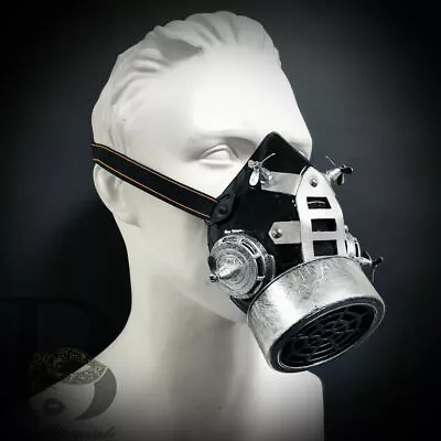 Silver Respirator Propeller Steampunk Gas Mask Mouth Masquerade Halloween • $17.50