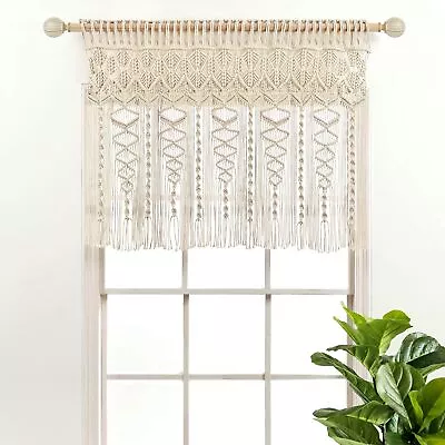 Lush Decor Boho Macrame Textured Cotton Valance/Kitchen Curtain/Wall Decor 30 • $38.99