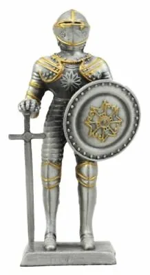 Pewter French Knight Figurine 4 H Medieval Suit Of Armor Dollhouse Miniature • $21.99