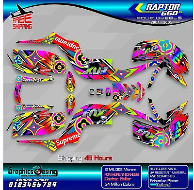 Yamaha Raptor 660  2001 2005  Full Graphic Kit Decal Stickers Atv Free Shipping • $159