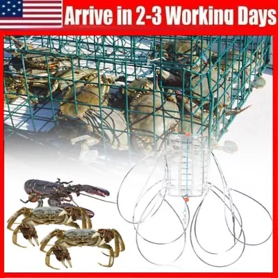 US Metal Crab Lobster Trap Snare Cage Pot Pier Boat Rod Beach Sea Fishing Bait • $9.99