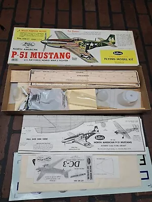 Vintage Guillows P-51 Mustang Balsa Wood Airplane  Model Kit  • $34.99