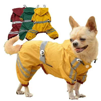 £6.79 • Buy Dog Rain Coats Waterproof Pet Outdoor Winter Jacket Reflective Puppy Hoodie UK