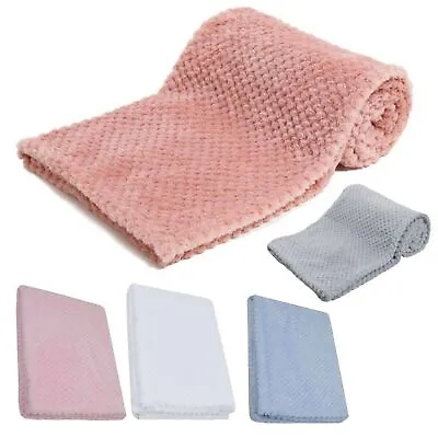 Soft Baby Fleece Blanket Honeycomb Waffle Newborn Gift 75x100cm For Cot Pram • £7.79