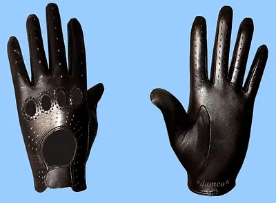 NEW MENS Size 8 Or Small GENUINE BLACK LAMBSKIN - KID LEATHER DRIVING GLOVES  • $39.95