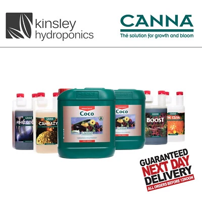 Canna All Products 250ml-1-5-10Litre-Rhizotonic Zym Boost PK Coco Aqua Flush Etc • £14.99