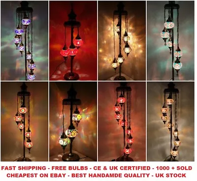 £164.98 • Buy Turkish Moroccan Lamp 3/5/7 Glass Mosaic Tiffany Floor Lamp Free LED Bulbs