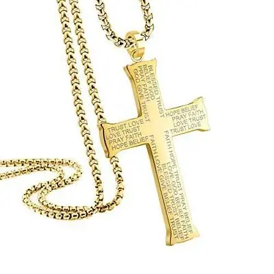 555Jewelry Inspirational Stainless Steel Cross Necklace Men & Women 16-24  Chain • £16.33