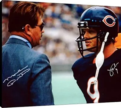 Mike Ditka And Jim McMahon Floating Canvas Wall Art - Talking On The Sideline • $99.99
