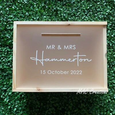 Personalised Wooden Engraved Wedding Wishing Well Cards + Keepsake Box • $60