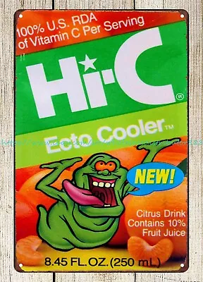 Wall Sign Ghostbusters Hi-C Slimer Ecto Cooler Citrus Drink 1980s Metal Tin Sign • $18.98