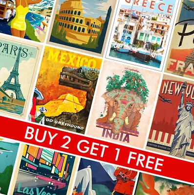 VINTAGE TRAVEL POSTERS - Classic Prints - A4 A3 A2 - Home Wall Art Decor • £1.99