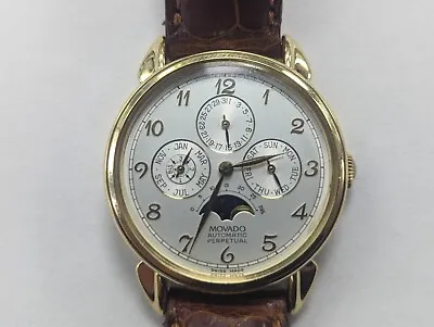 Mens Movado 1881 Perpetual Calendar Moonphase 18k Gold Watch 40.B3.881 • $6250