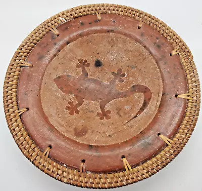 Gecko Lizard Red Clay Hand Made Trinket Serving Dish Bowl Weaved Trim 7” • $14.99