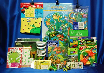 $49.99 • Buy Frog Party Set # 28 Amphibians Cups Plates Napkins Tablecover Invites Tattoos +