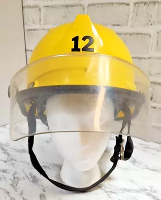 VTG Fire Fighter Helmet Bullard Fireman 1986 Face Shield 80s #12 Yellow FH2100 • $99.97