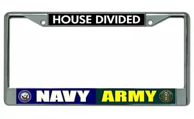 Navy Army House Divided Chrome License Plate Frame • $22.99