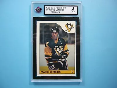 1985/86 O-pee-chee Nhl Hockey Card #9 Mario Lemieux Rookie Rc Ksa 3 Vg Sharp Opc • $127.50