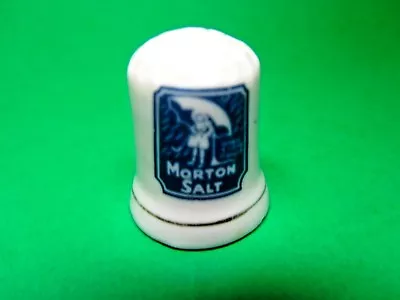 Morton Salt When It Rains It Pours Umbrella Girl Porcelain Advertising Thimble  • $10