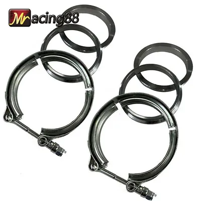 $32.59 • Buy 2Pcs 3  Inch 76MM Mild Steel Turbo Exhaust Pipe V-Band Clamp 4 Flange