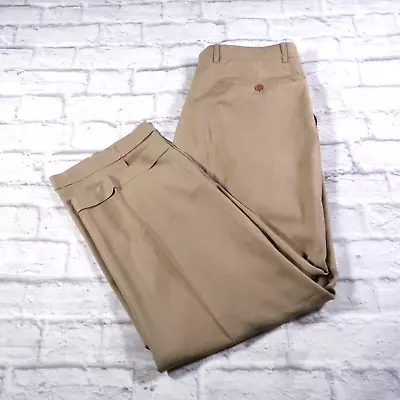 Zanella Platinum Silk Light Brown Pleated Cuffed Italy Trousers Mens Pants 34x29 • $24.97