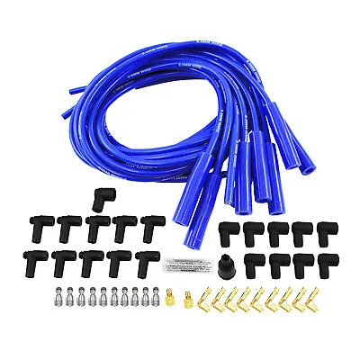 Spark Plug Wires Spiral Core 8.5mm Blue Straight Boots Universal Set V8 W/ Looms • $39.95