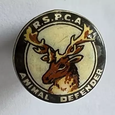 Early RSPCA Animal Defender Tin Pin Badge  26 Mm Diameter • £17.12