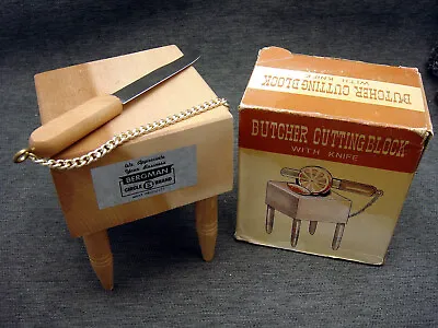 Vintage Japan Made Miniature Wooden Butcher Block In Original Box Promotional • $49.99