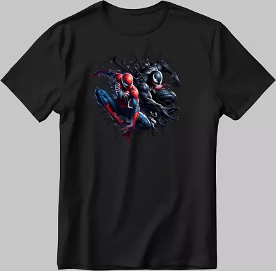 Venom Spiderman Marvel Avengers Short Sleeve White-Black Men's / Women's N519 • £11