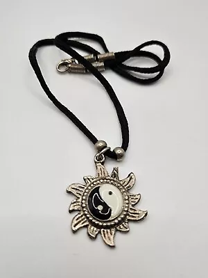 Ying And Yang Charm Y2K Inspired Cord Necklace • $10