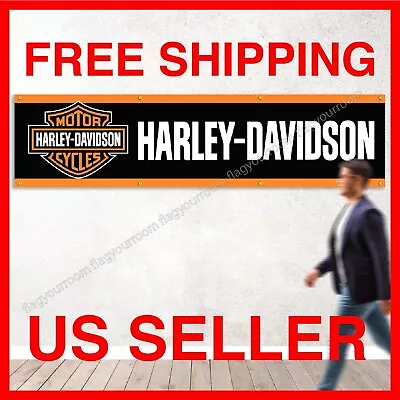 Harley Davidson Motorcycle 2x8 Ft Garage Sign Banner Flag Mount Garden Grommets • $13.77