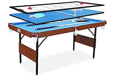 Rack Crux 55 In Folding Billiard/Pool Table Blue 3-in-1 Table Tennis Air Hockey • $482.89