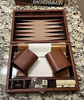 Vintage Travel Magnetic Backgammon Set By Reiss Game Faux Leather Case 1976 • $14