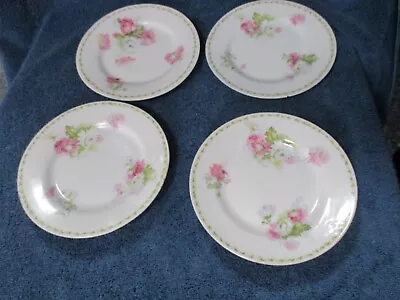  Vintage LIMOGES A Lanternier Dessert Plates Set Of 4 Pink + White Floral 6 1/4  • $27.99