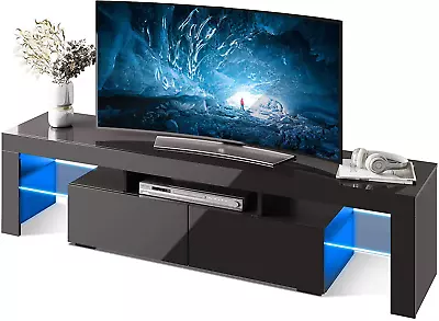 Black Modern LED TV Stand For 60/65/70 Inch Tvs With Color Change Lighting  Ent • $359.98