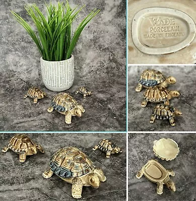 3 X VINTAGE WADE WHIMSIES TORTOISES LARGEST ONE IS TRINKET LIDDED DISH / BOX • £1.46