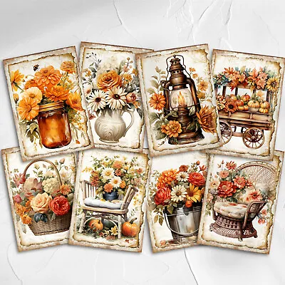 Autumn Flowers Card Toppers - Journal Cardmaking Supplies Mini ATC Cards • £2.80
