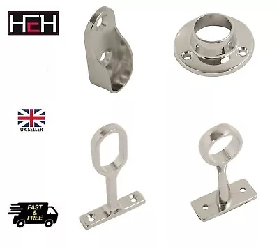 Rail End Center Supports Brackets Oval Or Round Wardrobe Rails Poles Rod Sockets • £2.79