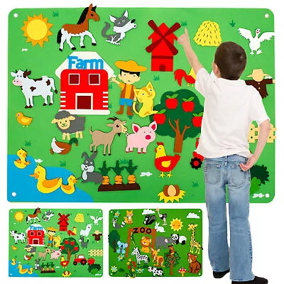 3.5Ft Teaching Felt Board Story Sets Kids Creative Educational Toy Wall Hanging • $17.09