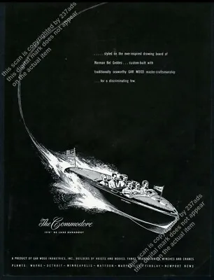 1947 Gar Wood Commodore Runabout Boat Elegant Woodcut Art Vintage Print Ad • $9.99