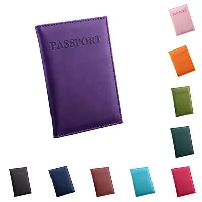 $3.85 • Buy Leather Passport Cover ID Card Wallet Holder Travel Blocking Unisex Purse Case