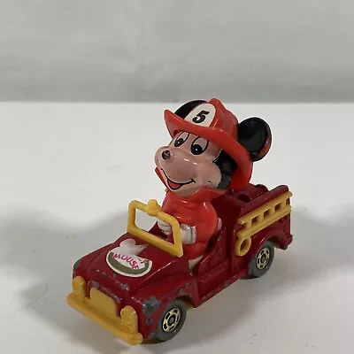 Tomy Diecast Mickey Mouse Red Firetruck Toy Car Firefighter 2.5” Vintage • $9.99